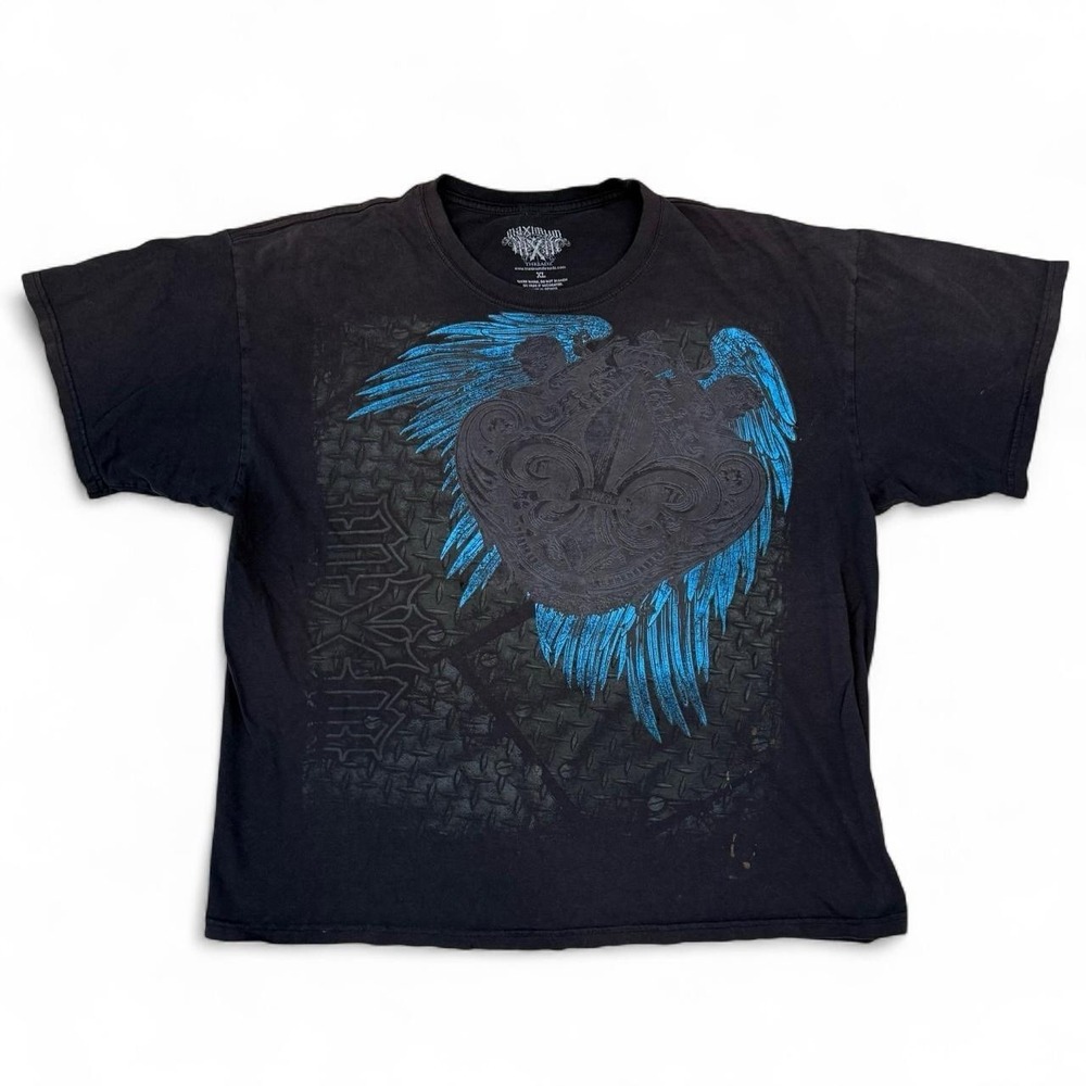 Maximum Threadz MXM Faded Black Boxy Fit T-Shirt Men's XL Cybergoth Grunge Y2K